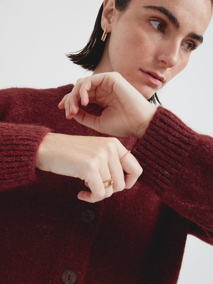 Celeste Cardigan Suri Alpaca Color Cherry