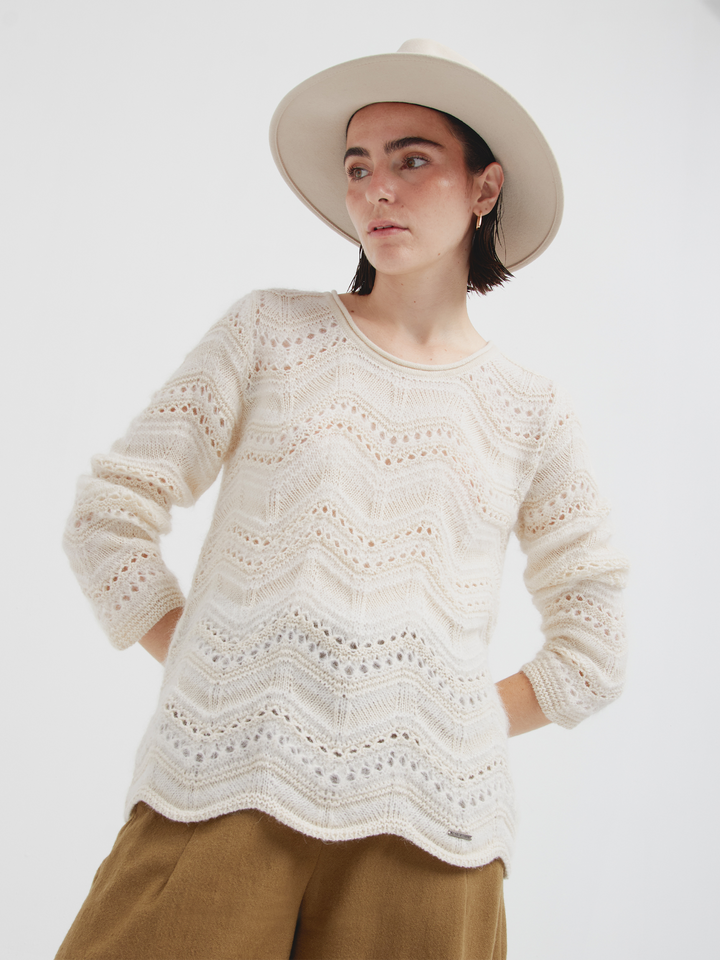 Cristal Sweater Baby Alpaca Color Ecru