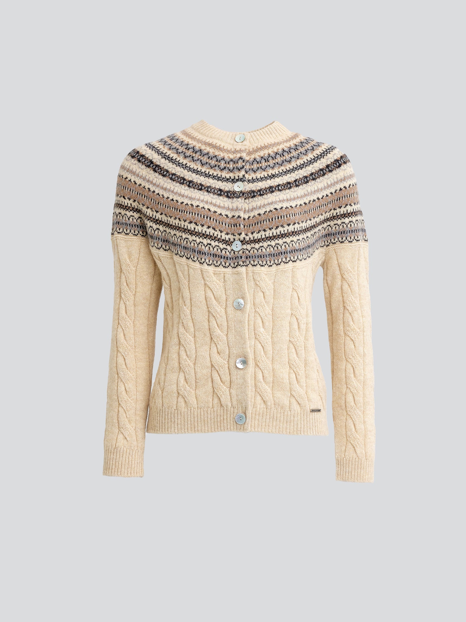 Cárdigan con canesú de alpaca bebé color beige
