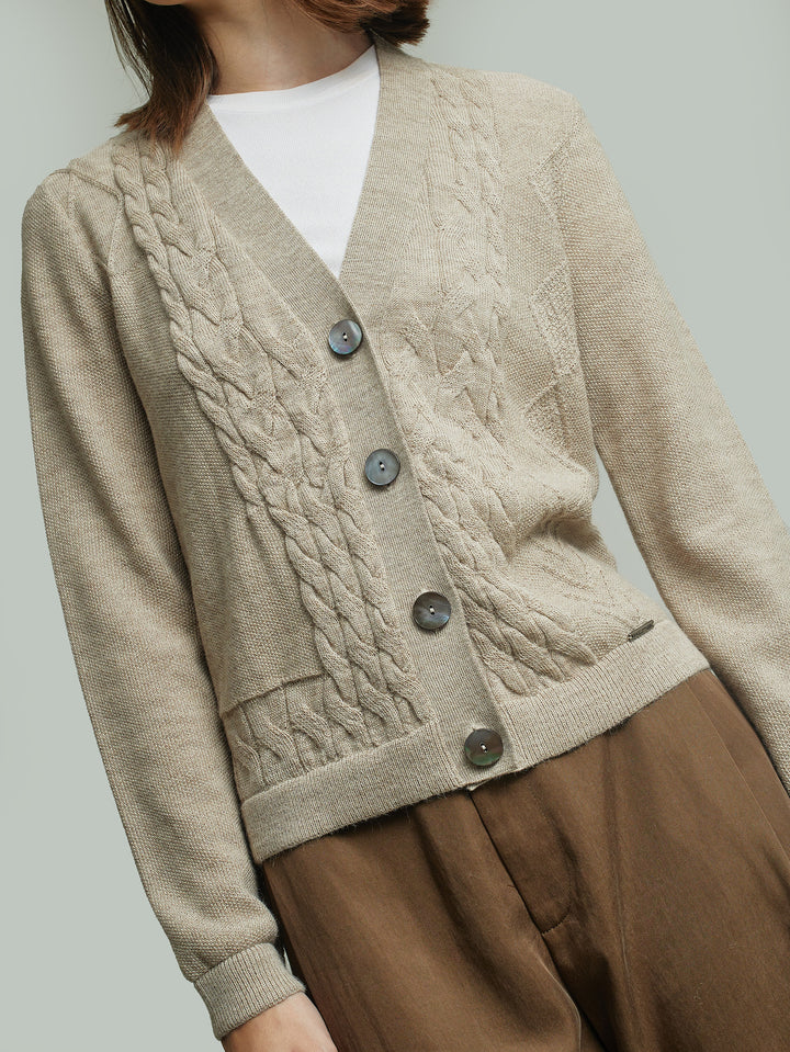 Cárdigan Yanina Baby Alpaca Color Beige