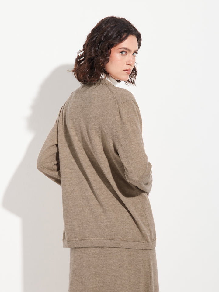 Brenda Card Cardigan Baby Alpaca Color Brown