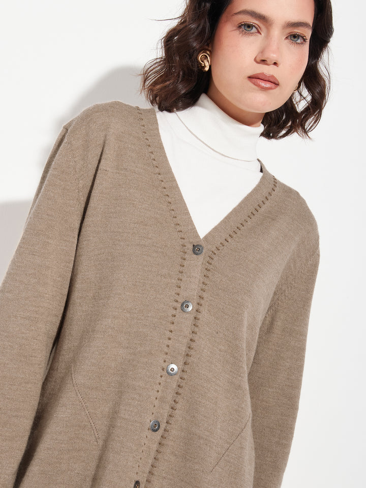 Brenda Card Cardigan Baby Alpaca Color Brown