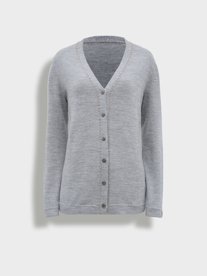 Brenda Card Cardigan Baby Alpaca Color Grey