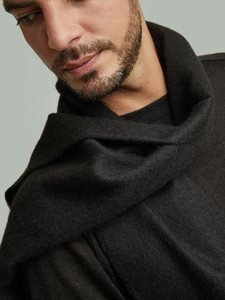 Before Scarf Baby Alpaca Black Color Black