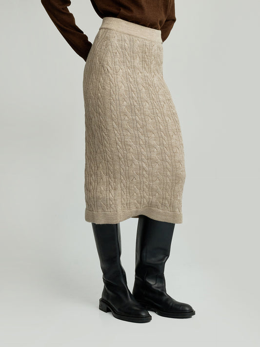 Falda Yanina Baby Alpaca Color Beige