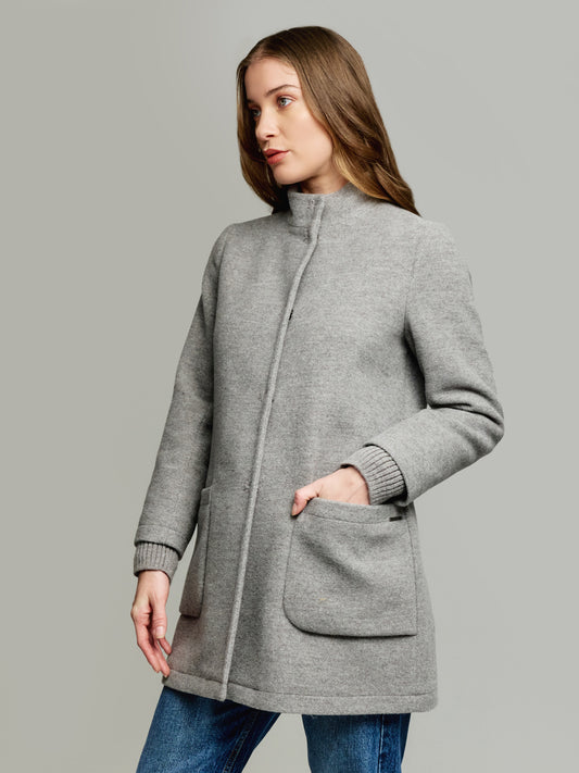 Abrigo Ynes Baby Alpaca &amp; Lana Color Gris