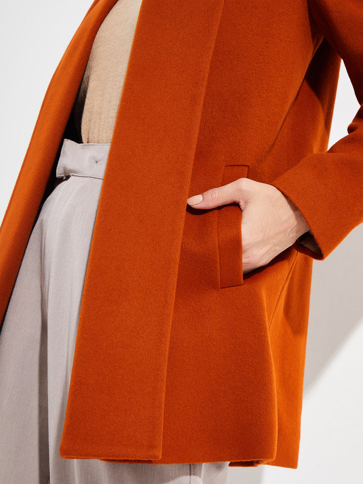 Short Swing Coat Vicuña Color Orange