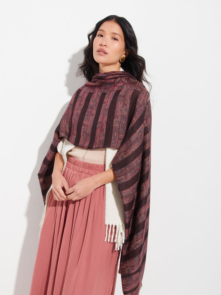 Paracas - 19 Shawl Royal Alpaca And Silk Color Brown