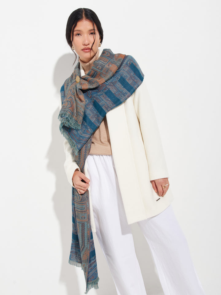 Paracas - 19 Shawl Royal Alpaca And Silk Color Blue