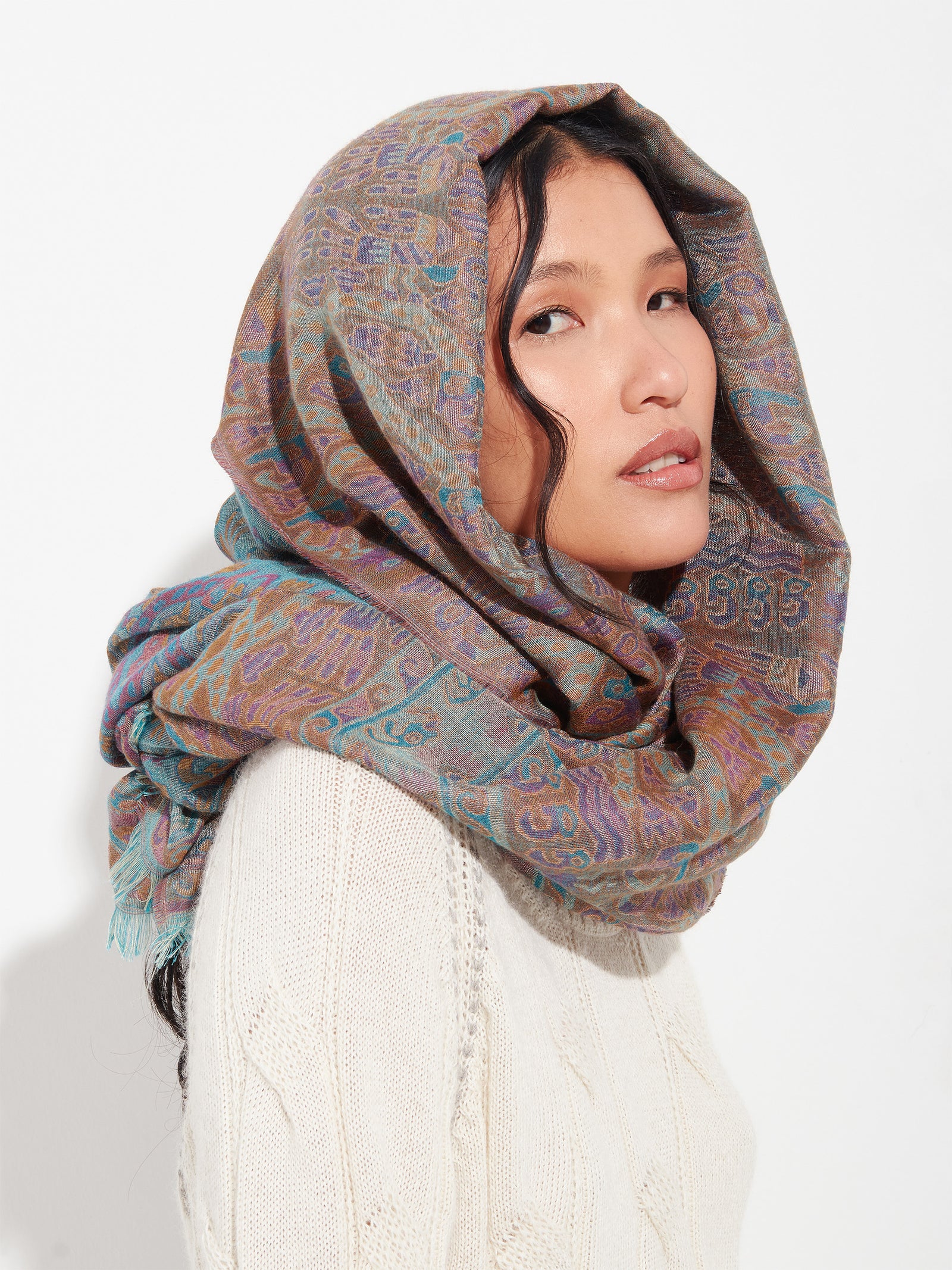 Lambayeque - 8 Shawl Royal Alpaca And Silk Color Blue