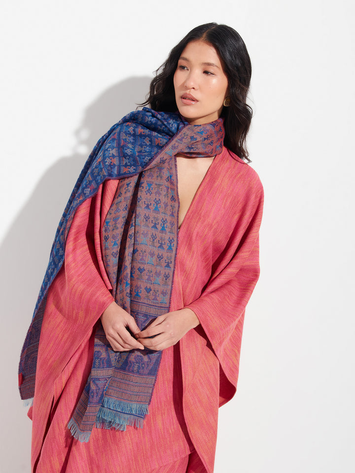 Lambayeque - 9 Shawl Royal Alpaca And Silk Color Blue