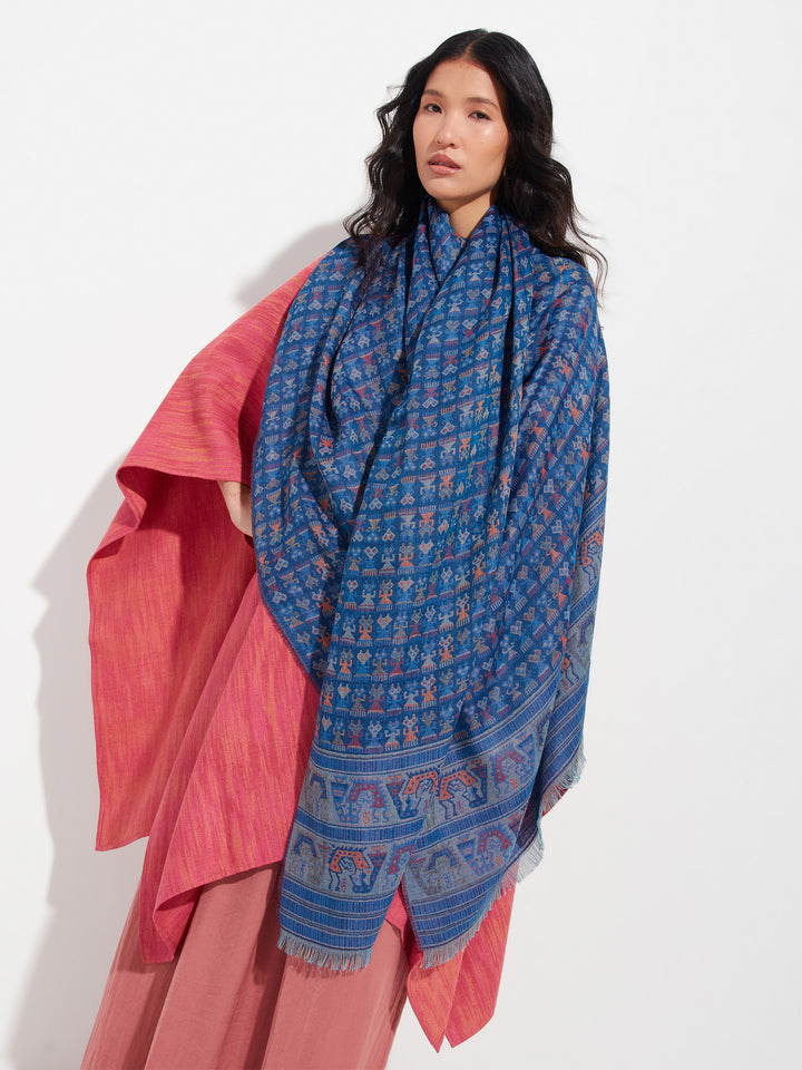 Lambayeque - 9 Shawl Royal Alpaca And Silk Color Blue
