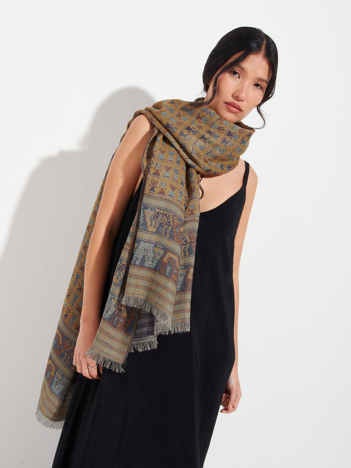 Lambayeque - 9 Shawl Royal Alpaca And Silk Color Yellow
