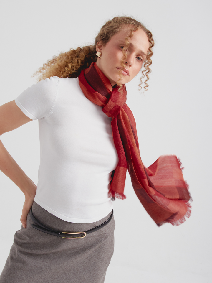 Caoba Shawl Baby Alpaca Color Red