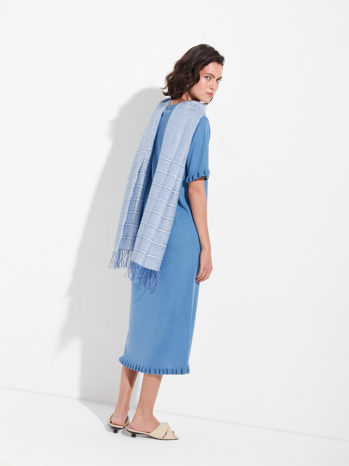 Zabila Shawl Linen Color Sky Blue