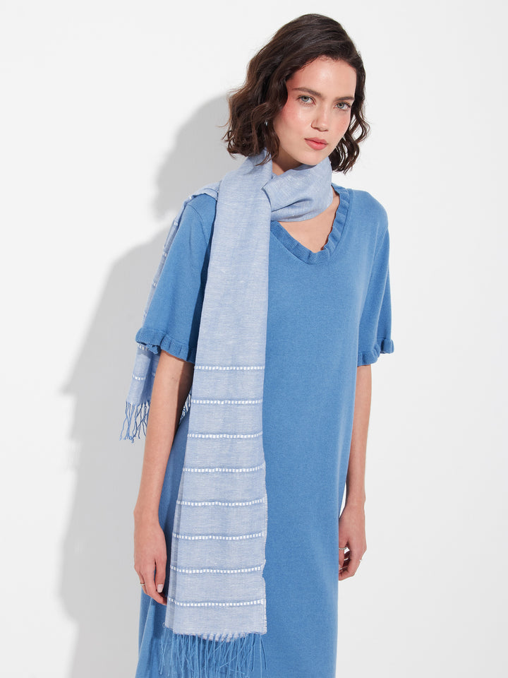 Zabila Shawl Linen Color Sky Blue