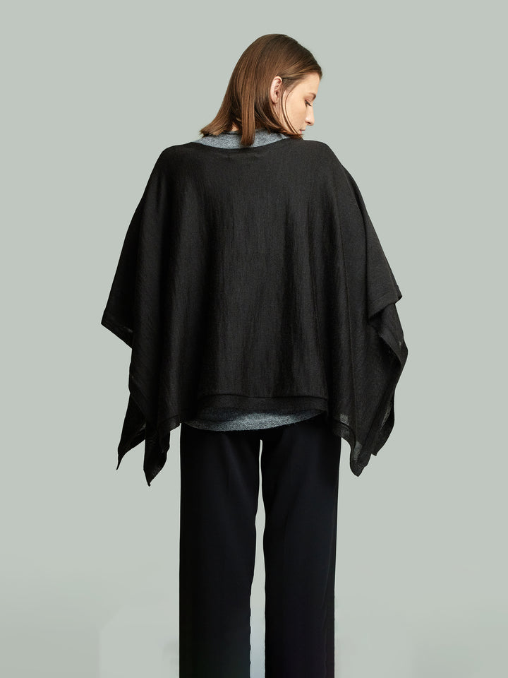 Britany Poncho Baby Alpaca Black Color Black