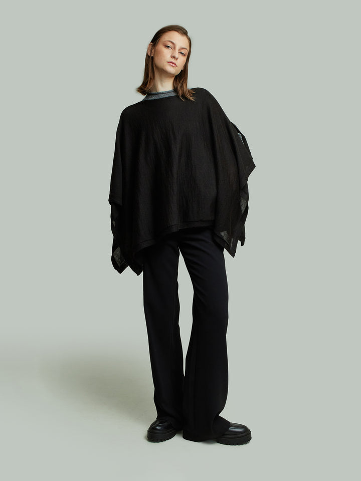 Britany Poncho Baby Alpaca Black Color Black
