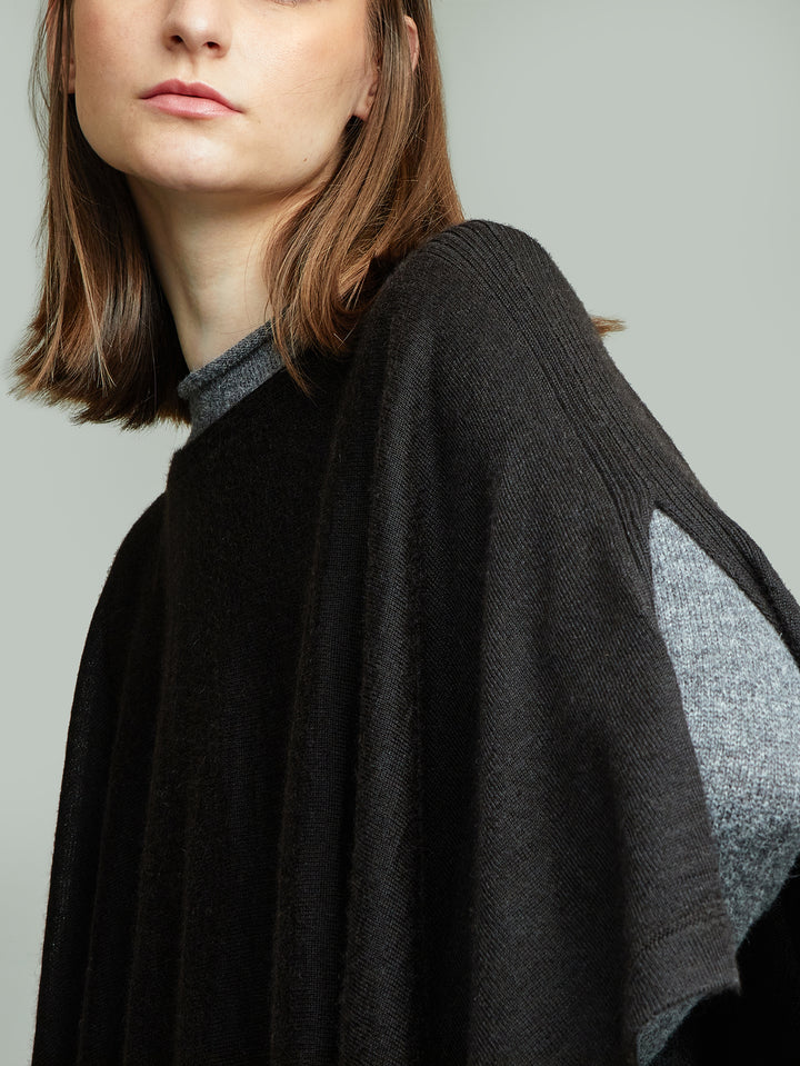 Britany Poncho Baby Alpaca Black Color Black