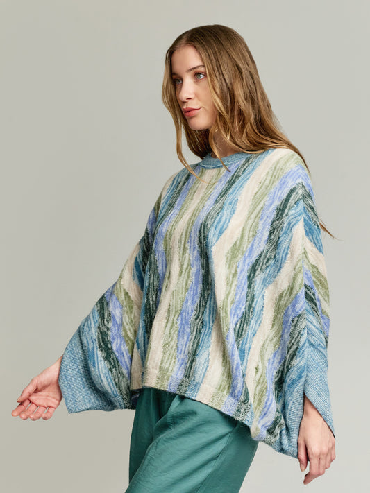 Poncho Yola Baby Alpaca Color Azul Claro