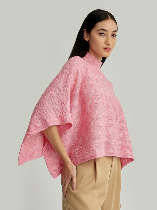 Poncho Yanina Baby Alpaca Color Rosa