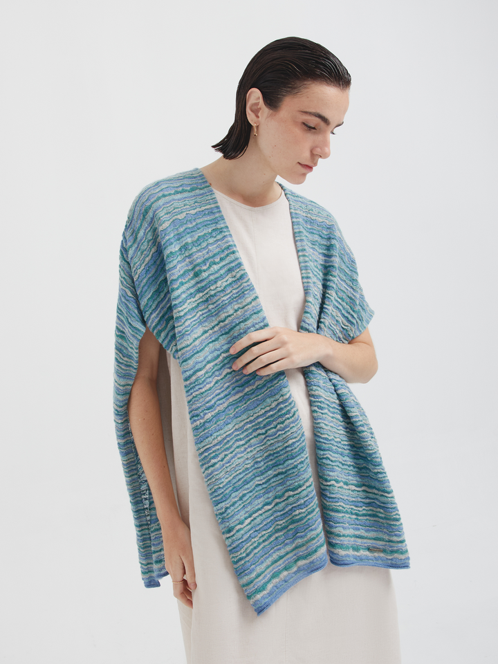 Corina Poncho Baby Alpaca Color Sky Blue