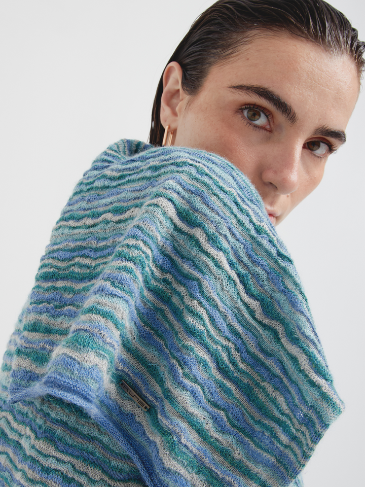 Corina Poncho Baby Alpaca Color Sky Blue