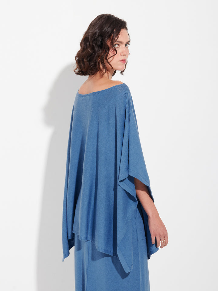 Zarah Poncho Cotton Color Blue