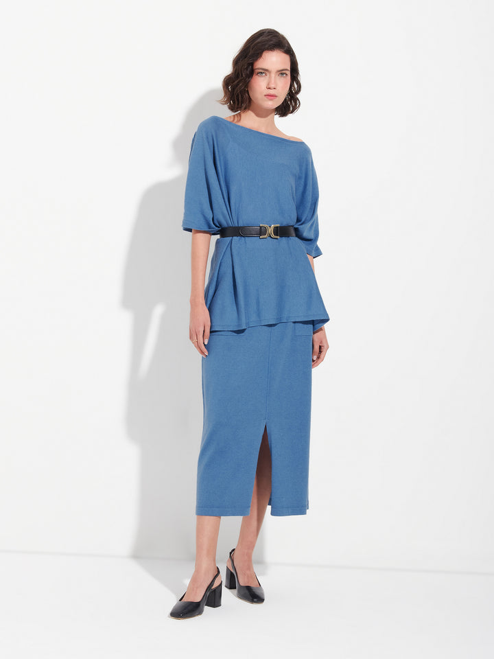 Zarah Poncho Cotton Color Blue