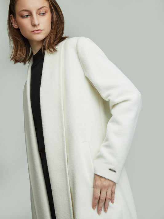 Abrigo Largo Swing Baby Alpaca Color Crudo