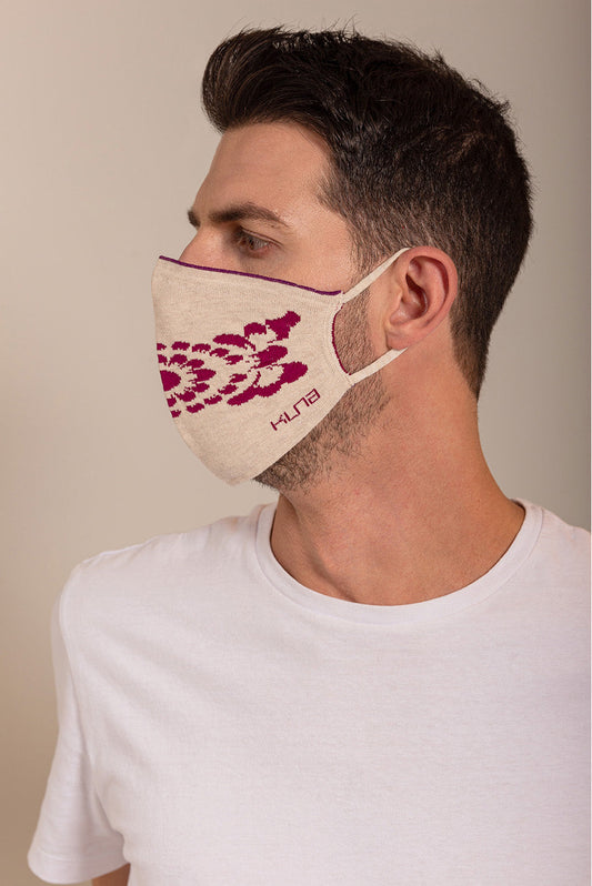 Mascarilla Unamos Algodón Color Beige&amp;Fucsia