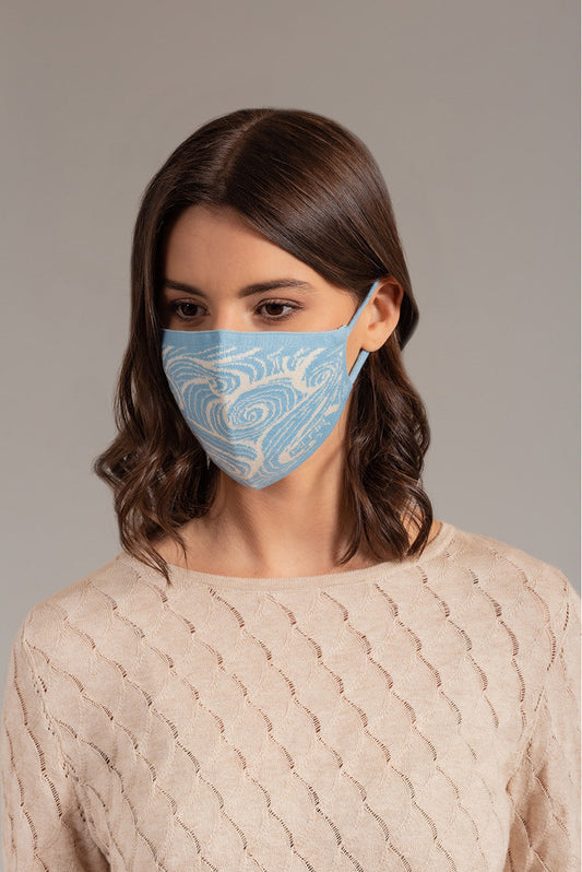 Mascarilla facial Uendi de algodón color azul claro
