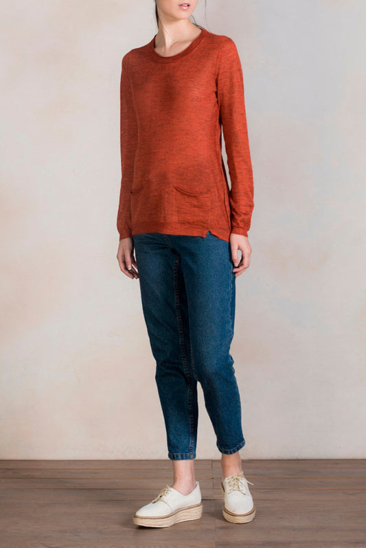 Suéter Reef Baby Alpaca Color Ladrillo Rojo