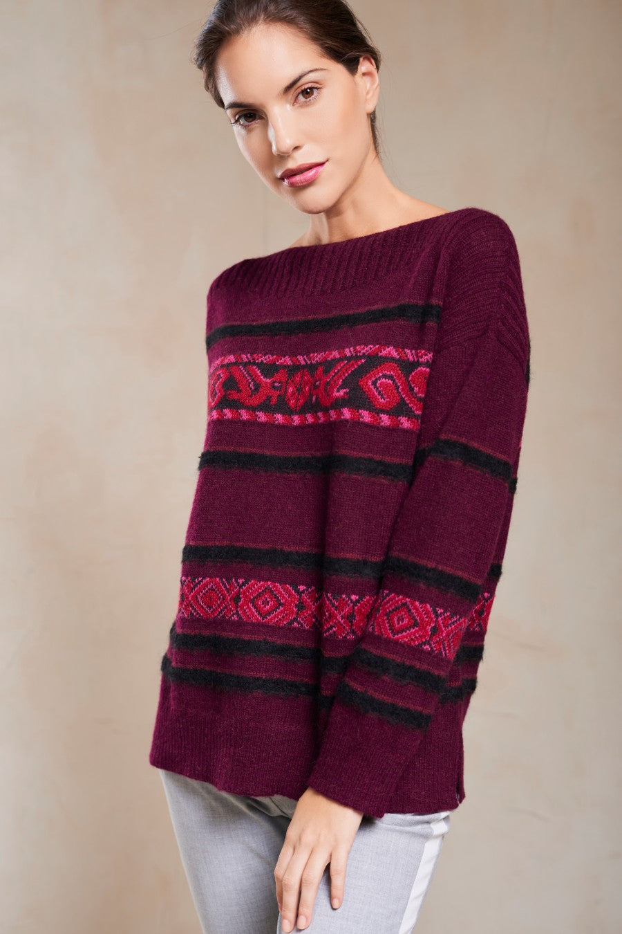 Sicuani Sweater Baby Alpaca Color Burgundy
