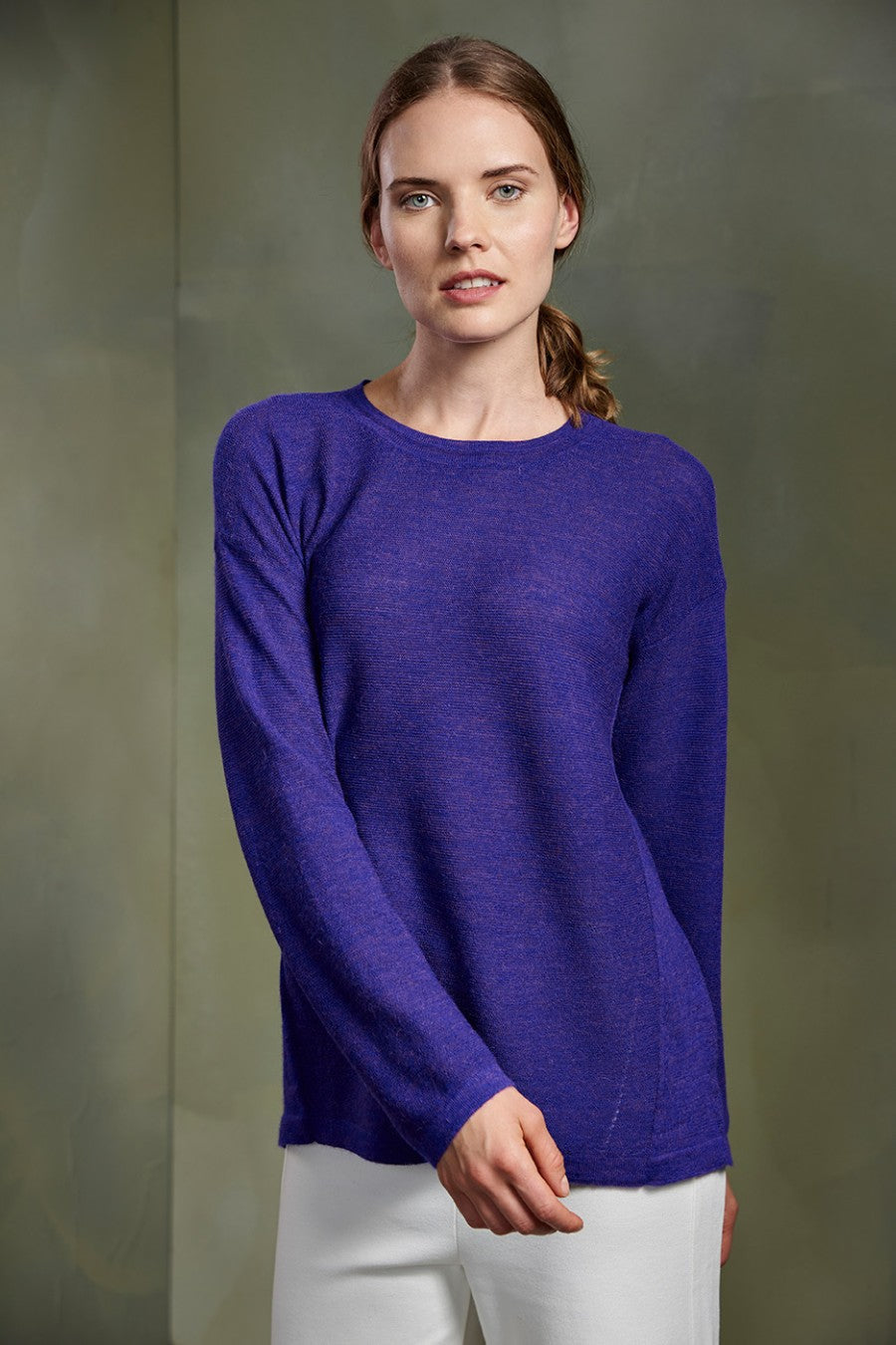 Suéter de tres piezas de alpaca bebé color morado