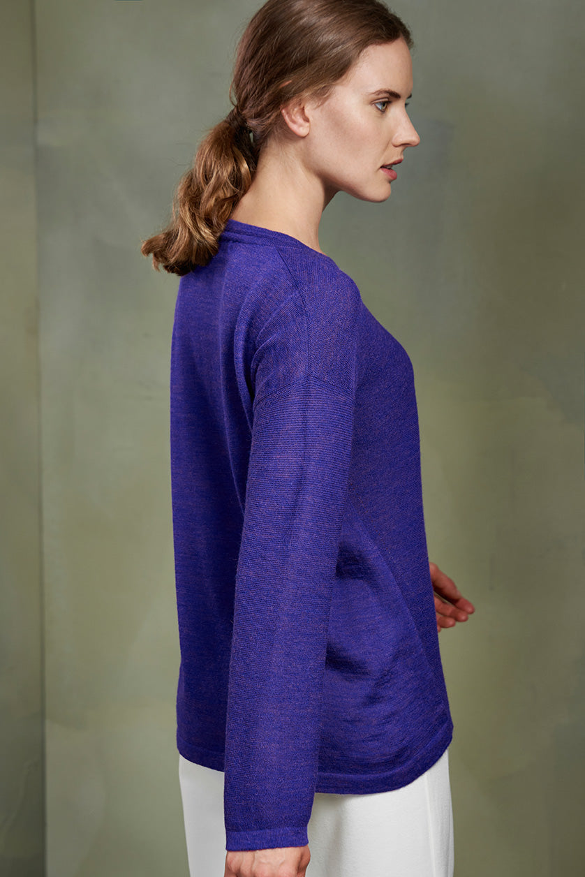Suéter de tres piezas de alpaca bebé color morado