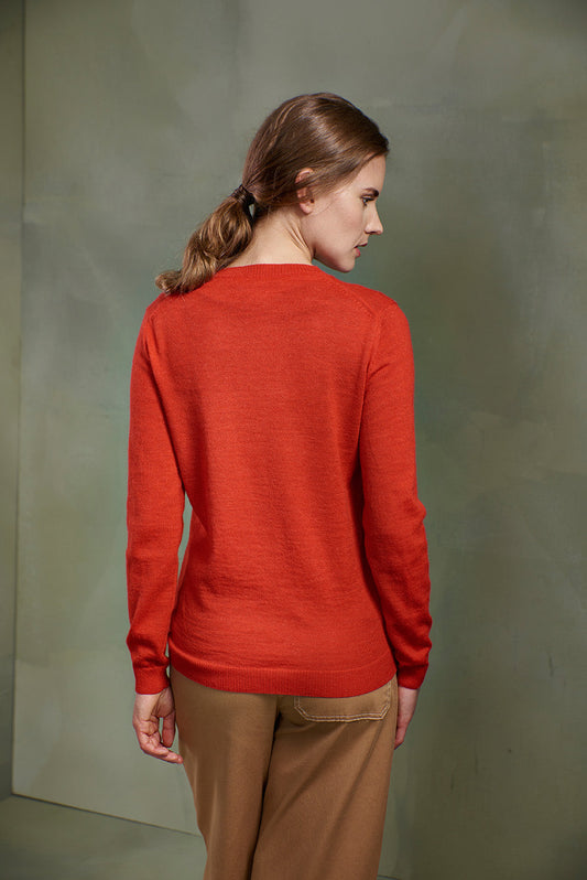 Suéter Alexia Baby Alpaca Color Rojo Naranja
