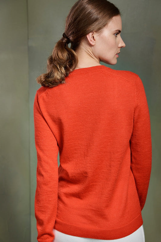 Suéter Alicia Baby Alpaca Color Rojo Naranja