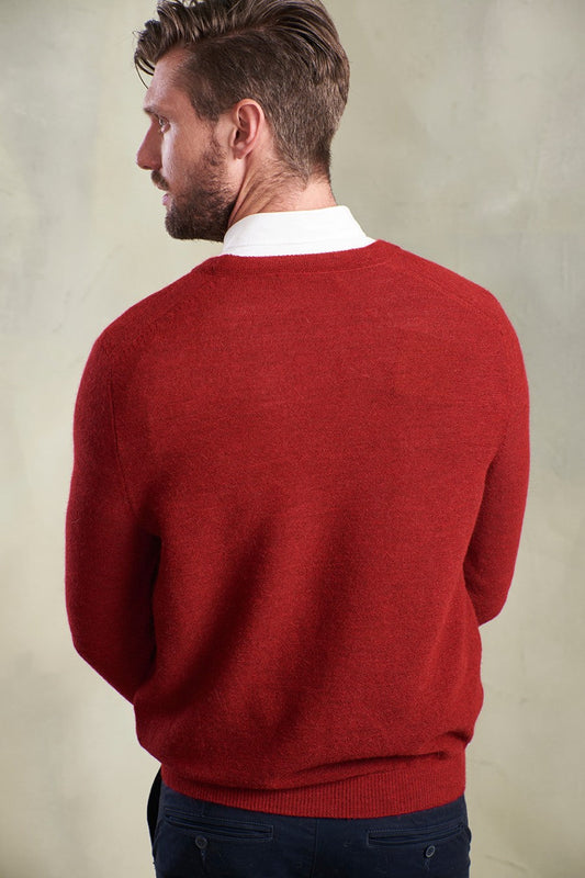 Suéter Alan Baby Alpaca Color Rojo Naranja