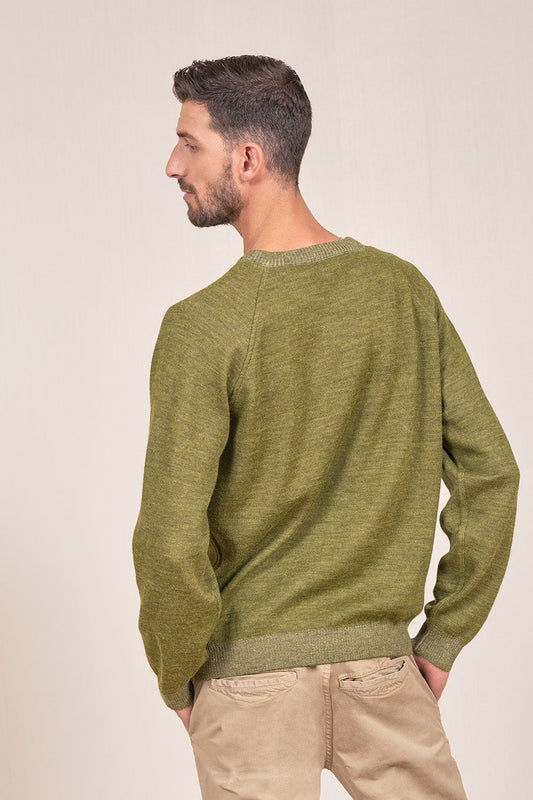 Suéter Vittorio Baby Alpaca Color Aguacate y Arena