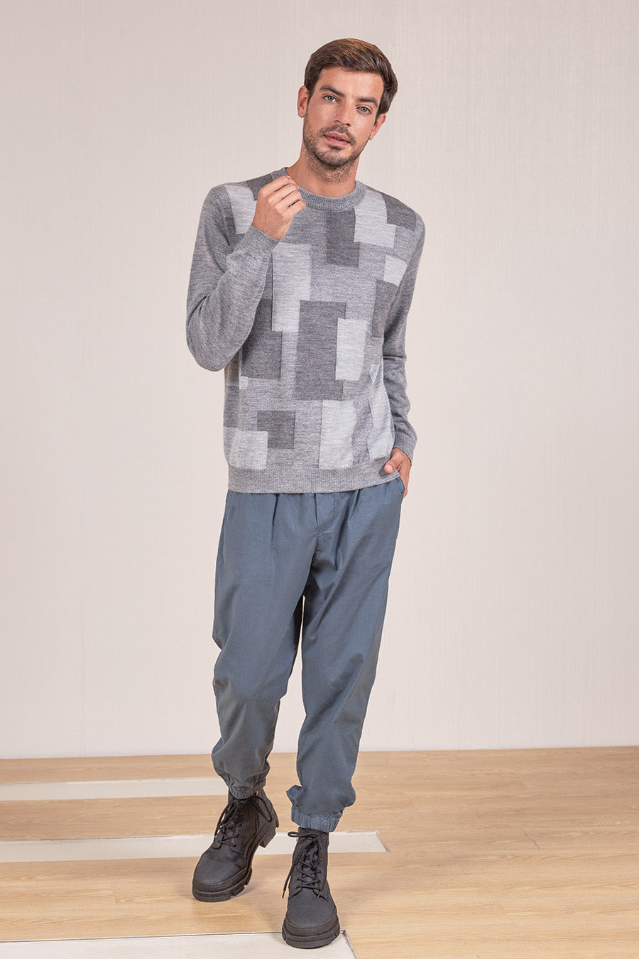 Jersey Viareggio Baby Alpaca Color Smoke&amp;Bentley&amp;Pietra