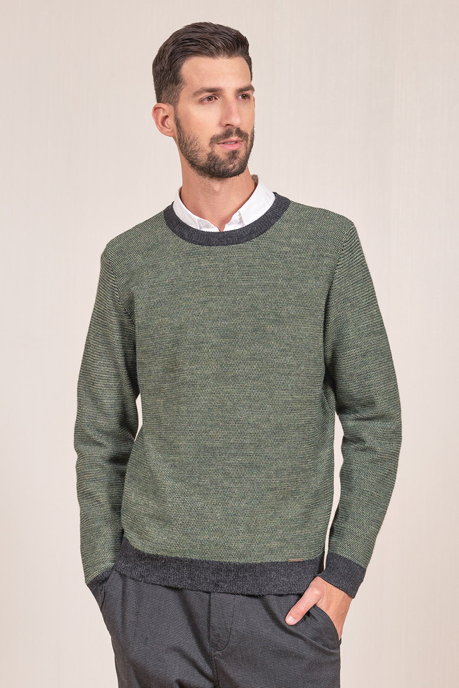 Jersey Visconti Baby Alpaca Color Antracita&amp; Abeto&amp;Fango
