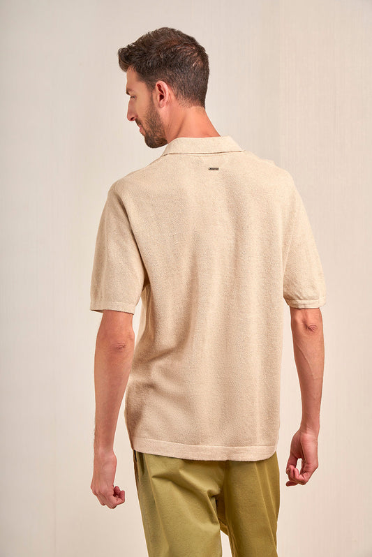 Camiseta Victor Lino y Algodón Color Desierto