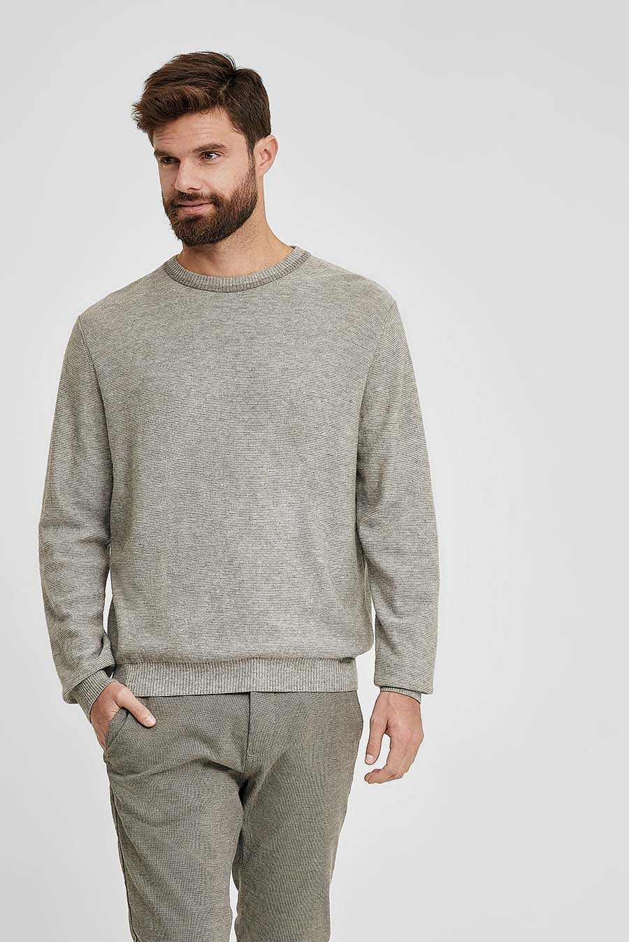 Suéter Walburg Algodón y Baby Alpaca Color Gris