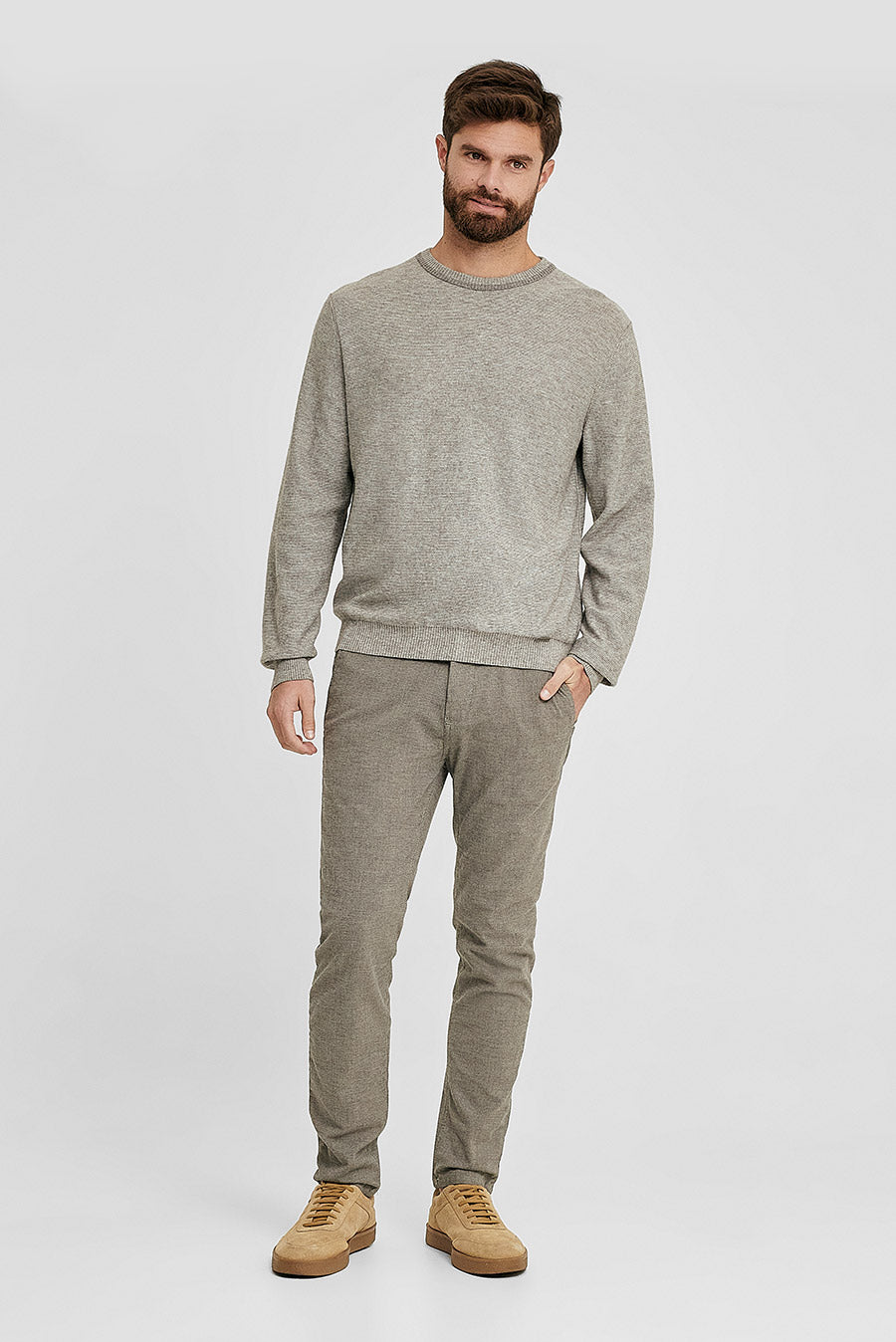 Suéter Walburg Algodón y Baby Alpaca Color Gris