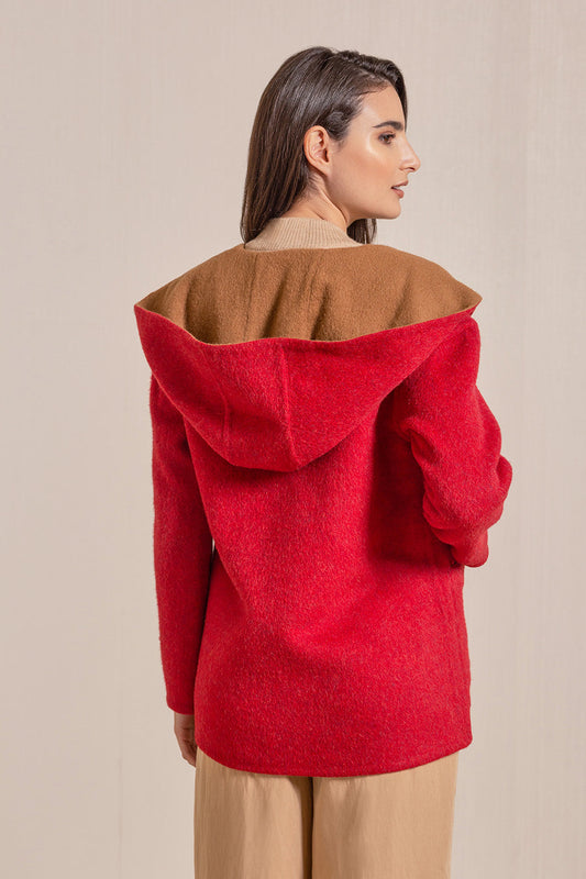 Abrigo Vancouver Baby Alpaca Color Rojo y Vicuña