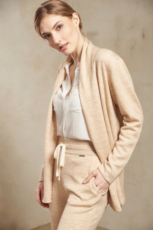 Cárdigan Ramblas Algodón &amp; Baby Alpaca Color Beige