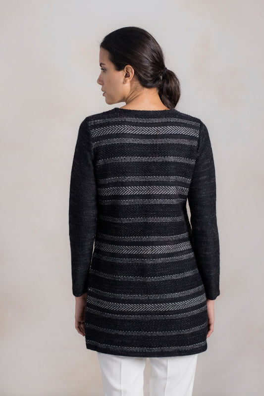 Cárdigan Rail Baby Alpaca Color Meteorito