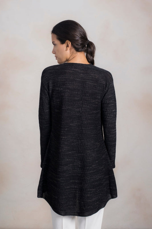 Cárdigan Run Baby Alpaca Color Meteorito