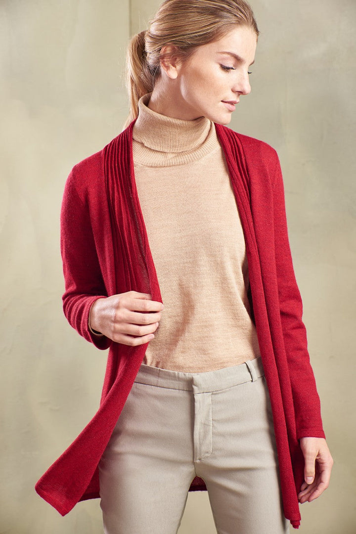 Cárdigan Kayla color alpaca real rojo